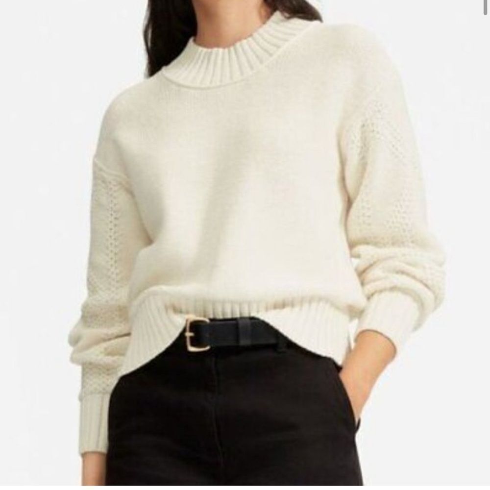 Everlane The Texture Cotton Cable Sweater in Bone - Size XS